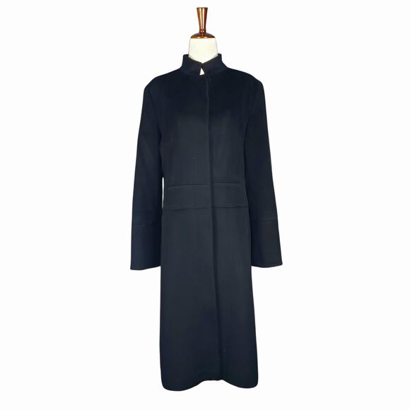 Burberry Black Cashmere Wool Blend Minimalist Trench Coat - Women's 6 - Picture 1 of 12